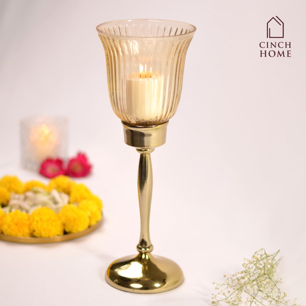 Enhance Ribbed Candle Holder | Hurricane