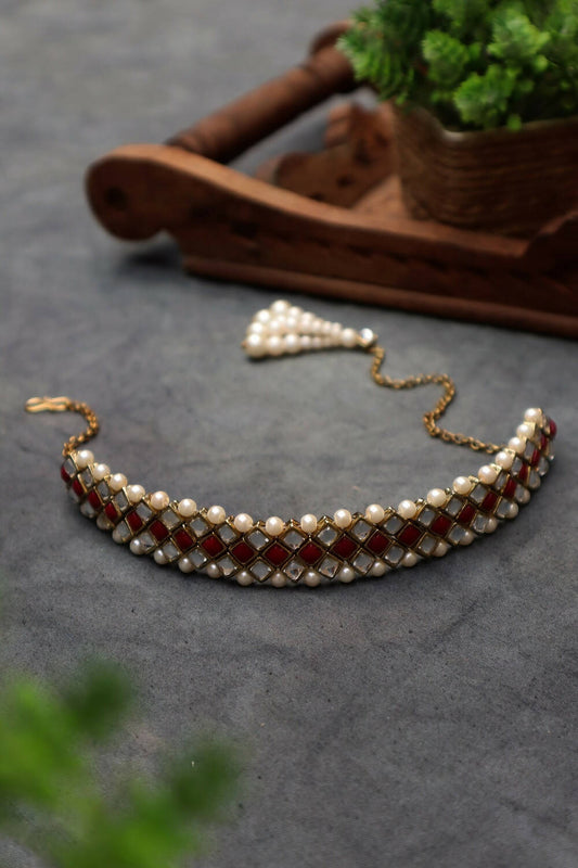 Geo Kundan and Stone Choker Necklace