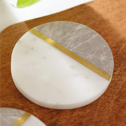 Atrangi Grey White Marble Coaster (Set Of 4)