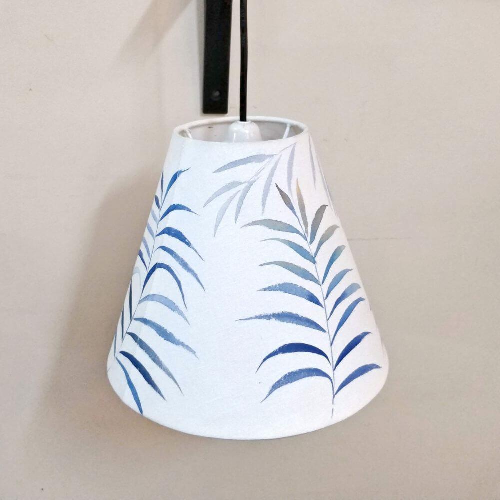 Cone Pendant Blue Palm Leaves
