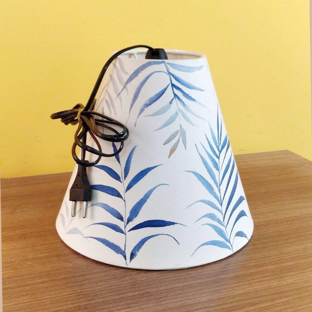 Cone Pendant Blue Palm Leaves