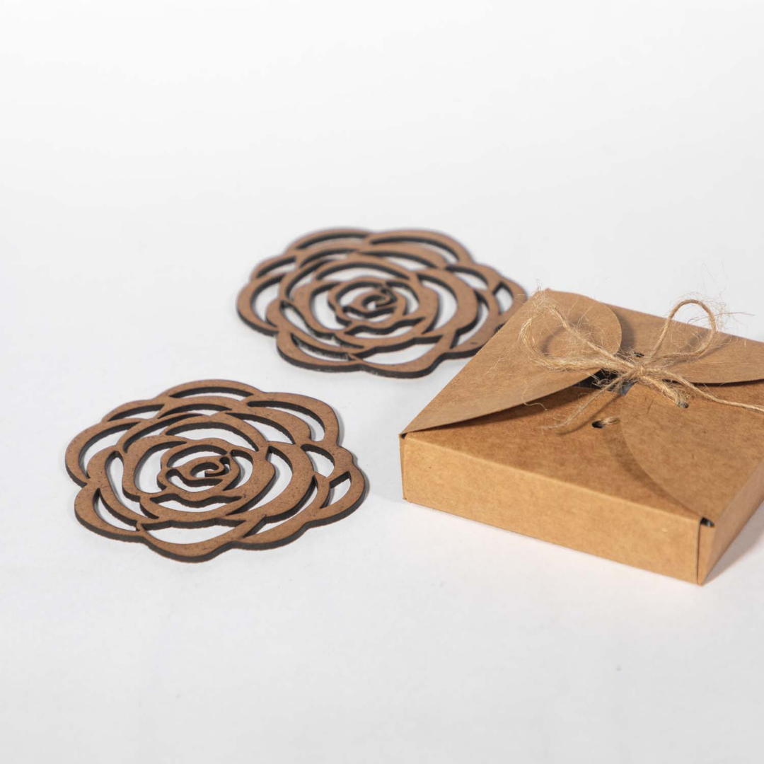 Rose Wooden Coaster (Set of 6)