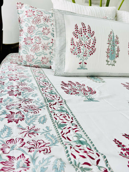 Panchi Hand Block Printed Cotton Bedding Set