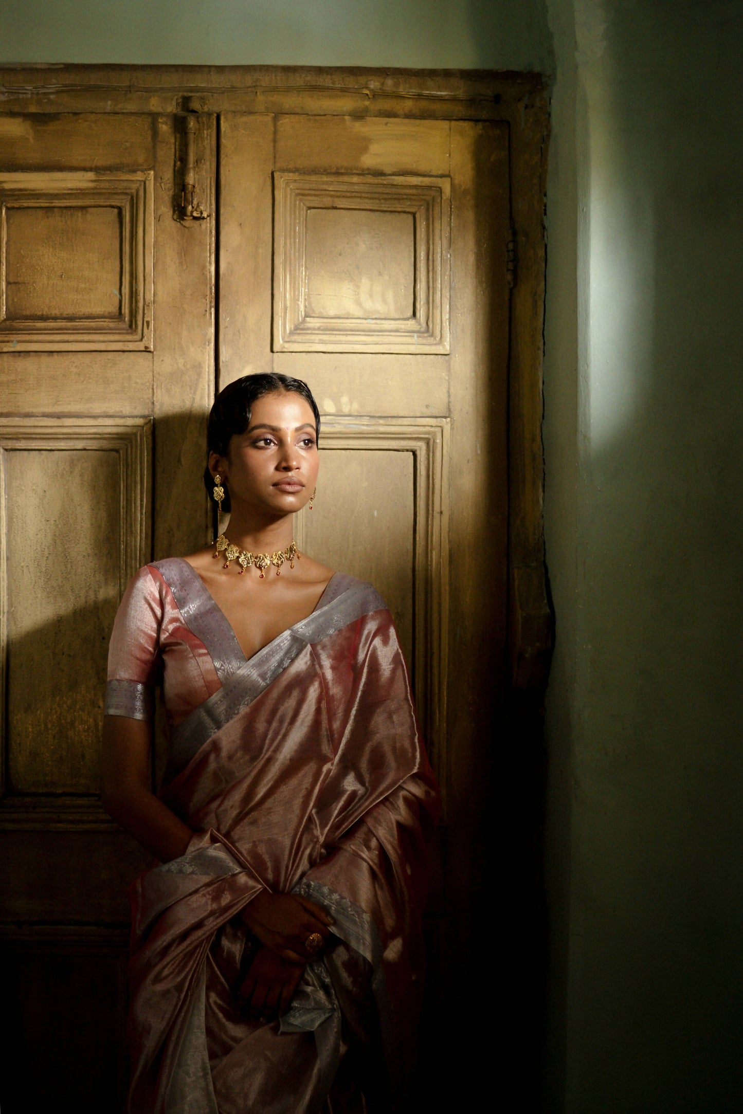 Glory To The Crown Handwoven Mulberry Silk Tissue Saree