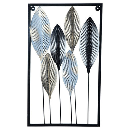 Black & Gold Leaves Rectangular Wall Decor