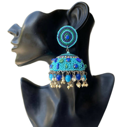 Blue Handcrafted Shaila Jhumkas