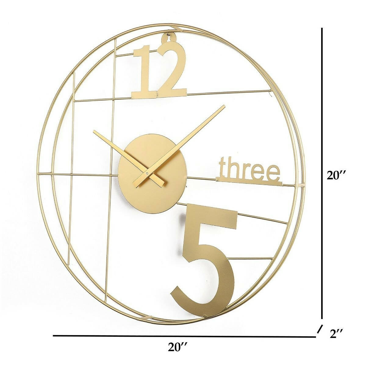 12-Three-5 Elegant Gold Wall Clock