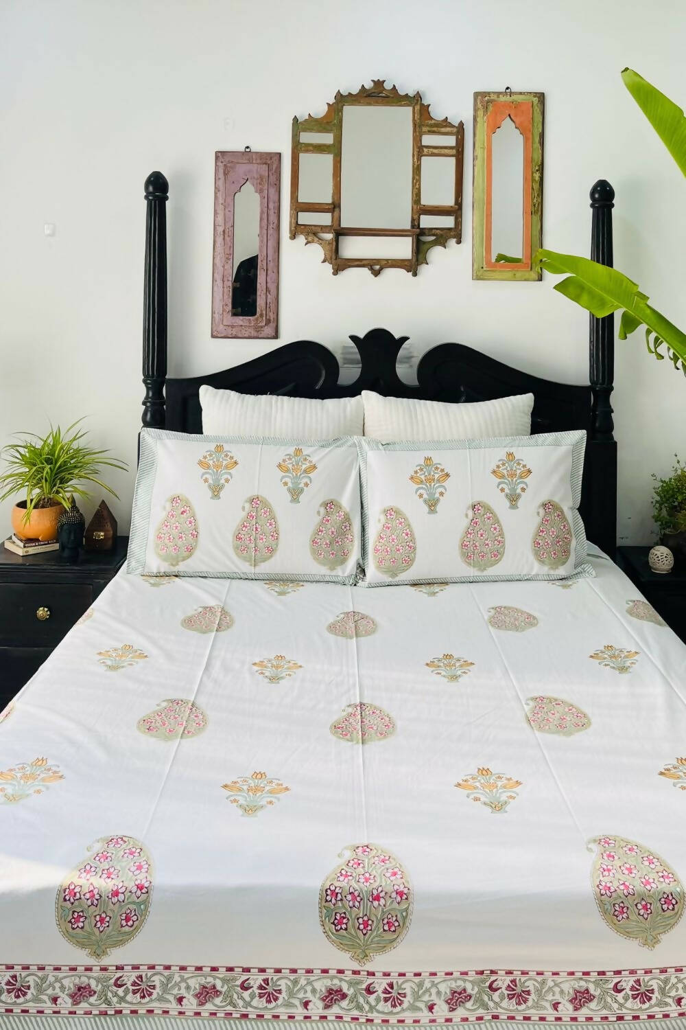 Paisley Hand Block Printed Cotton Bedsheet - King Size