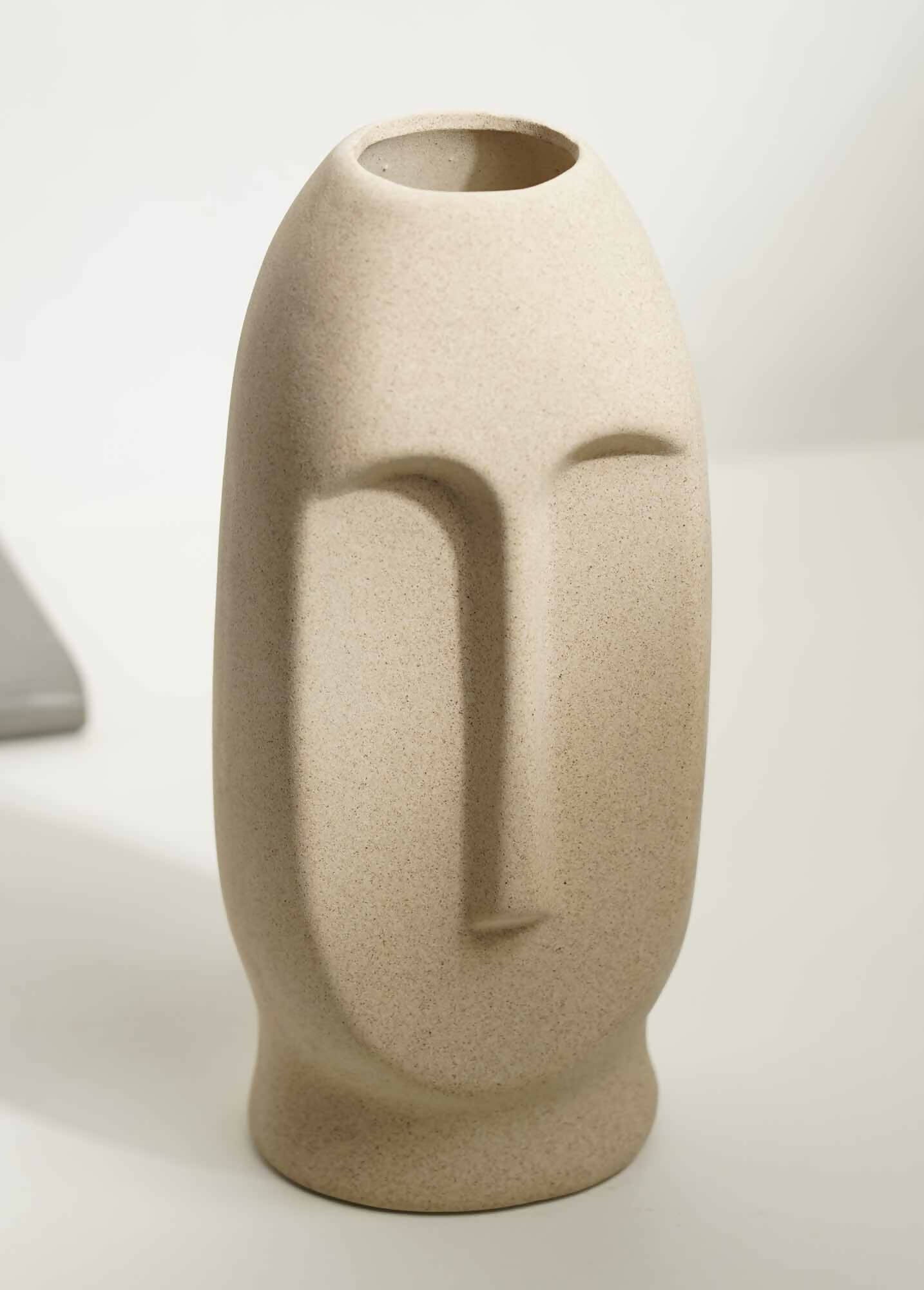 Beige Matte Nordic Face Vase