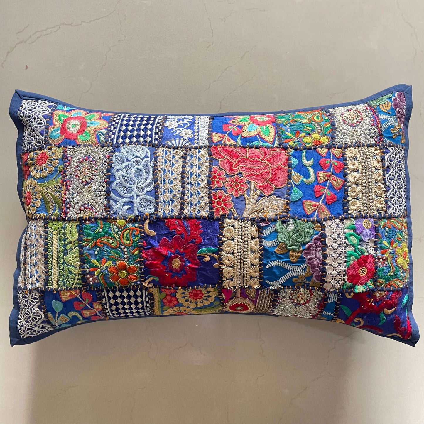 Blue Patchwork Pillow Cover (Set Of 2)