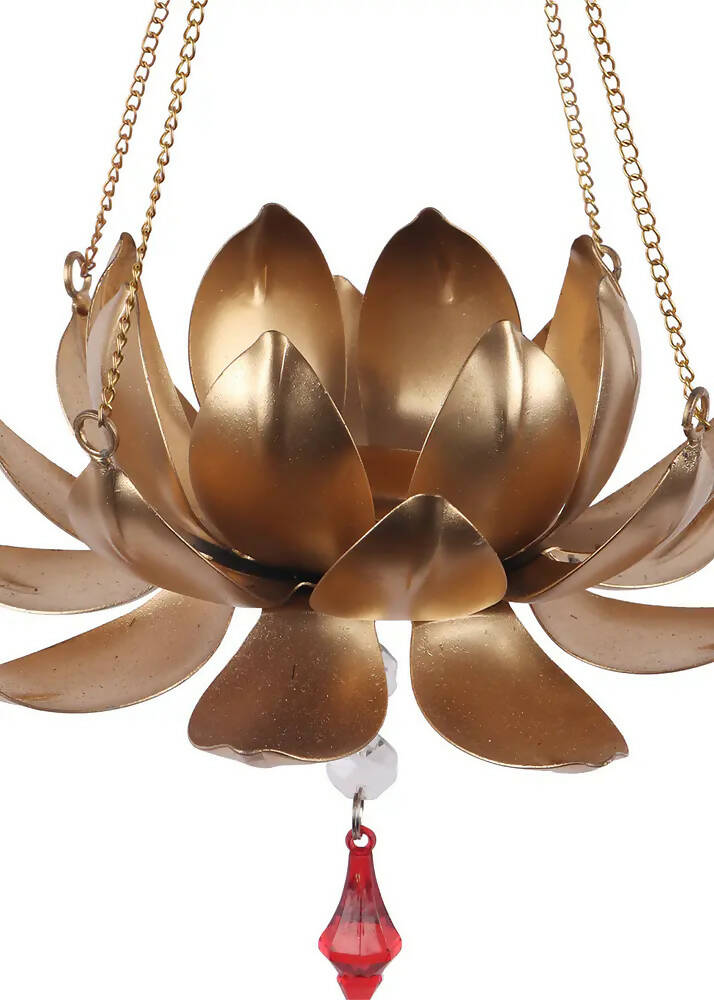 Hanging Lotus Tealight With Beads