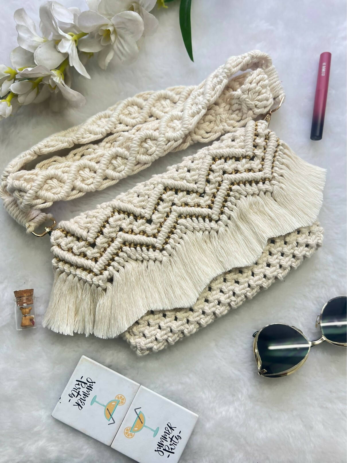 Zig-Zag Macrame Sling Bag