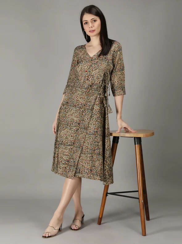 Aahatein Kalamkari Wrap Around Dress