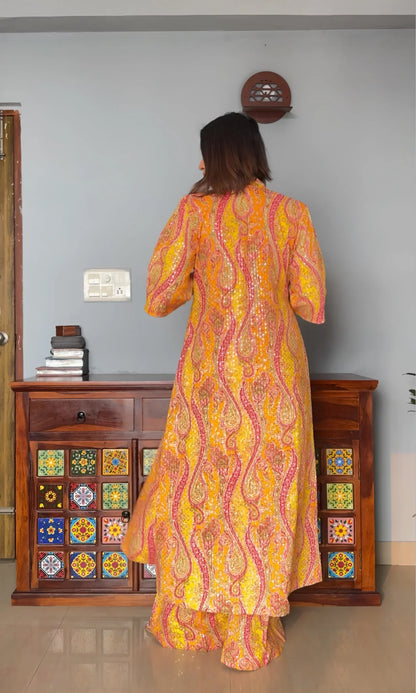 Haldi Co-Ord Set With Long Jacket