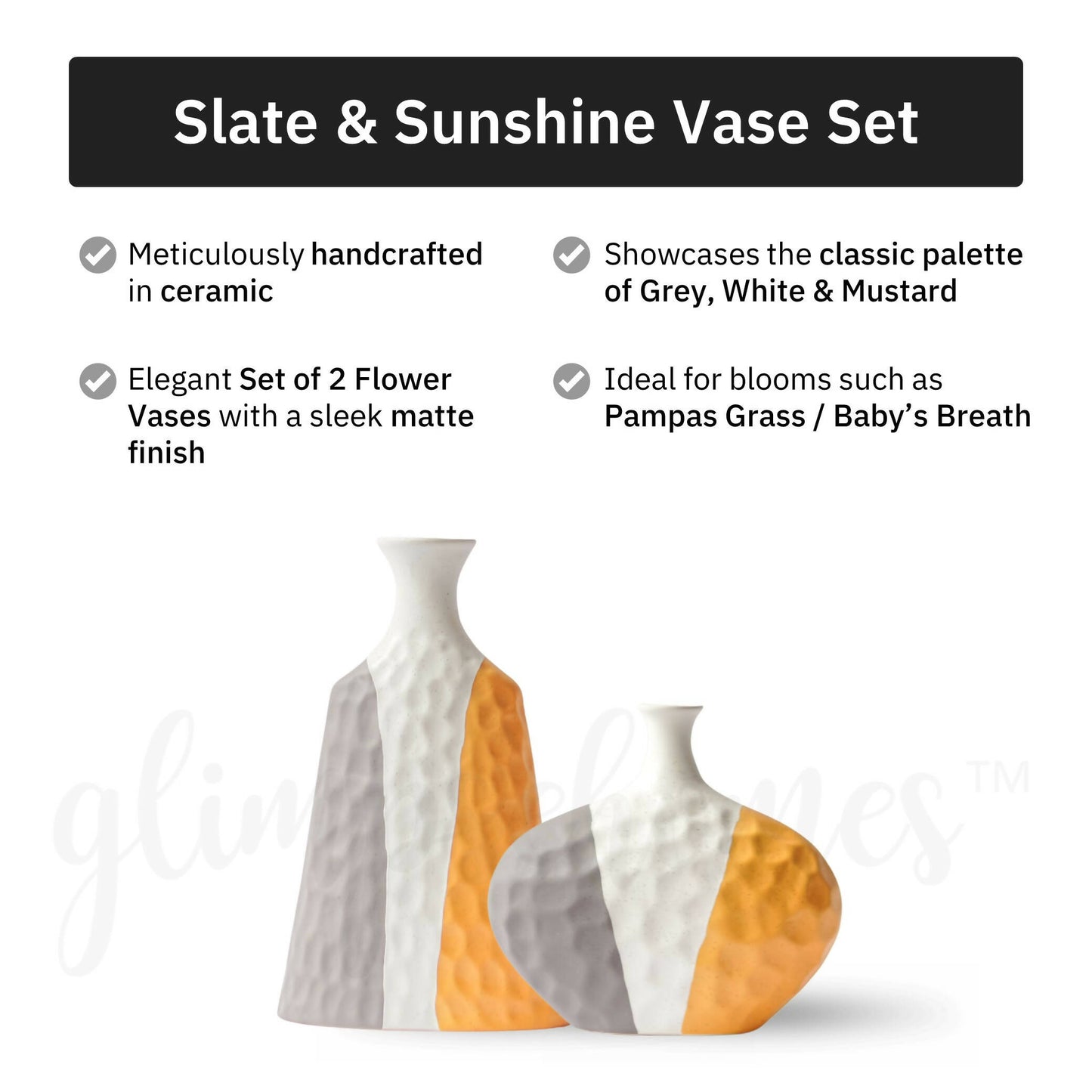 Slate & Sunshine Ceramic Vase Set