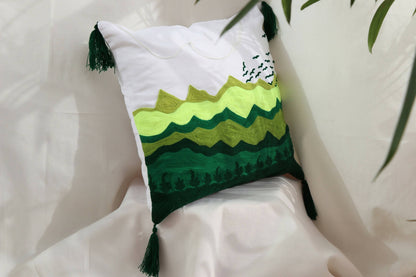 Green Scenery - Hand Embroidered (Pack of 1)