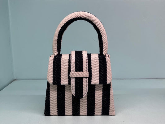 Stripe Print Mini Handle Bag