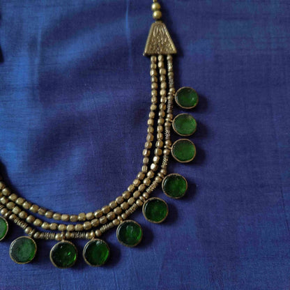 Gold Glass Raindrop Necklace