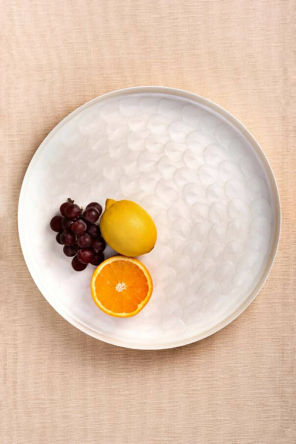 Tray Metal - Shell White Round