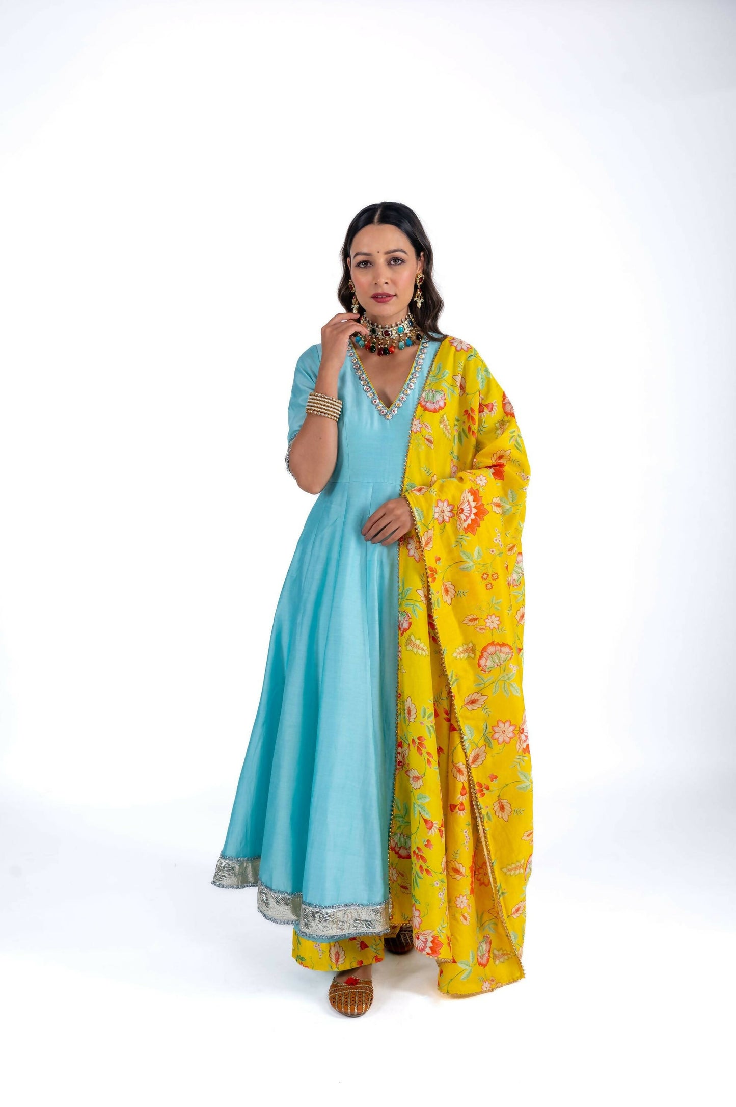 Anaya Sea Blue Anarkali Set