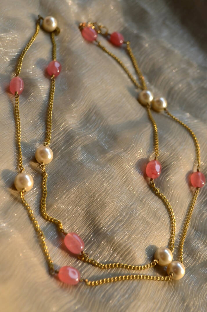 Pink quartz necklace