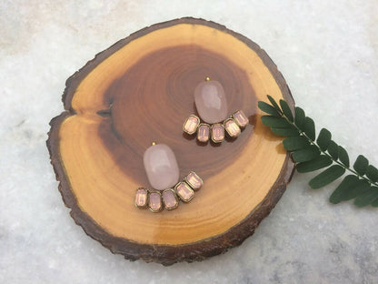 Rose Quartz and Crystal Studs