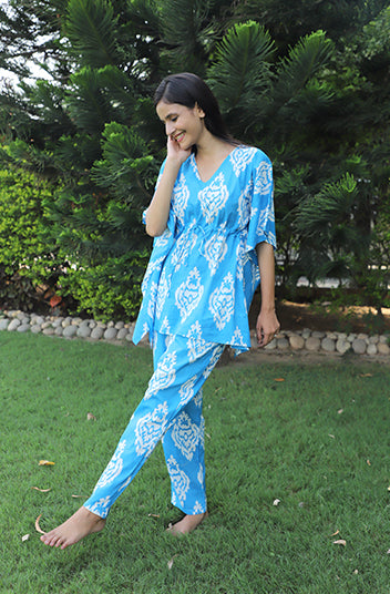 Chamelli Hand Block printed Kaftan Jammies