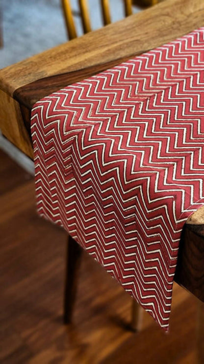 All Over Red Chevron Wipeable & Anti-slip Table Runner