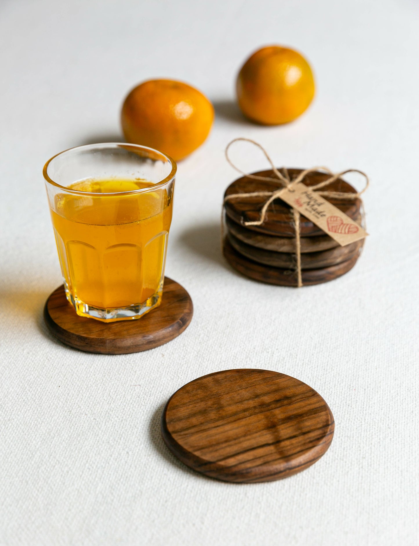 Solid Walnut Wood Round Coasters (Set of 4)