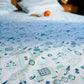 Blue And Sea Green Scattered Ethnic Bedsheet Set