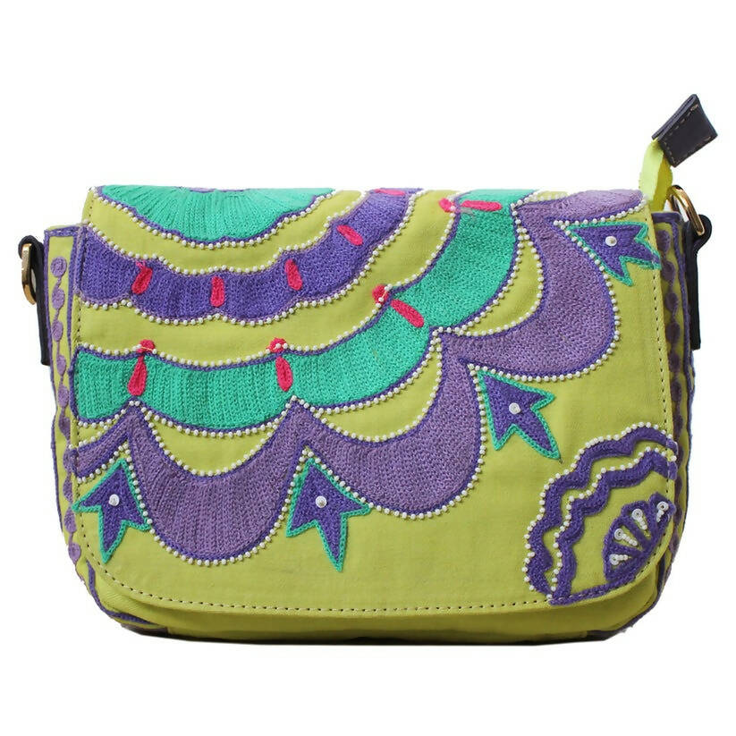 Lime Green Flap Cross-body Bag