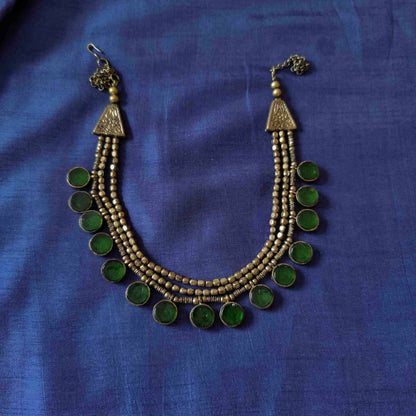 Gold Glass Raindrop Necklace