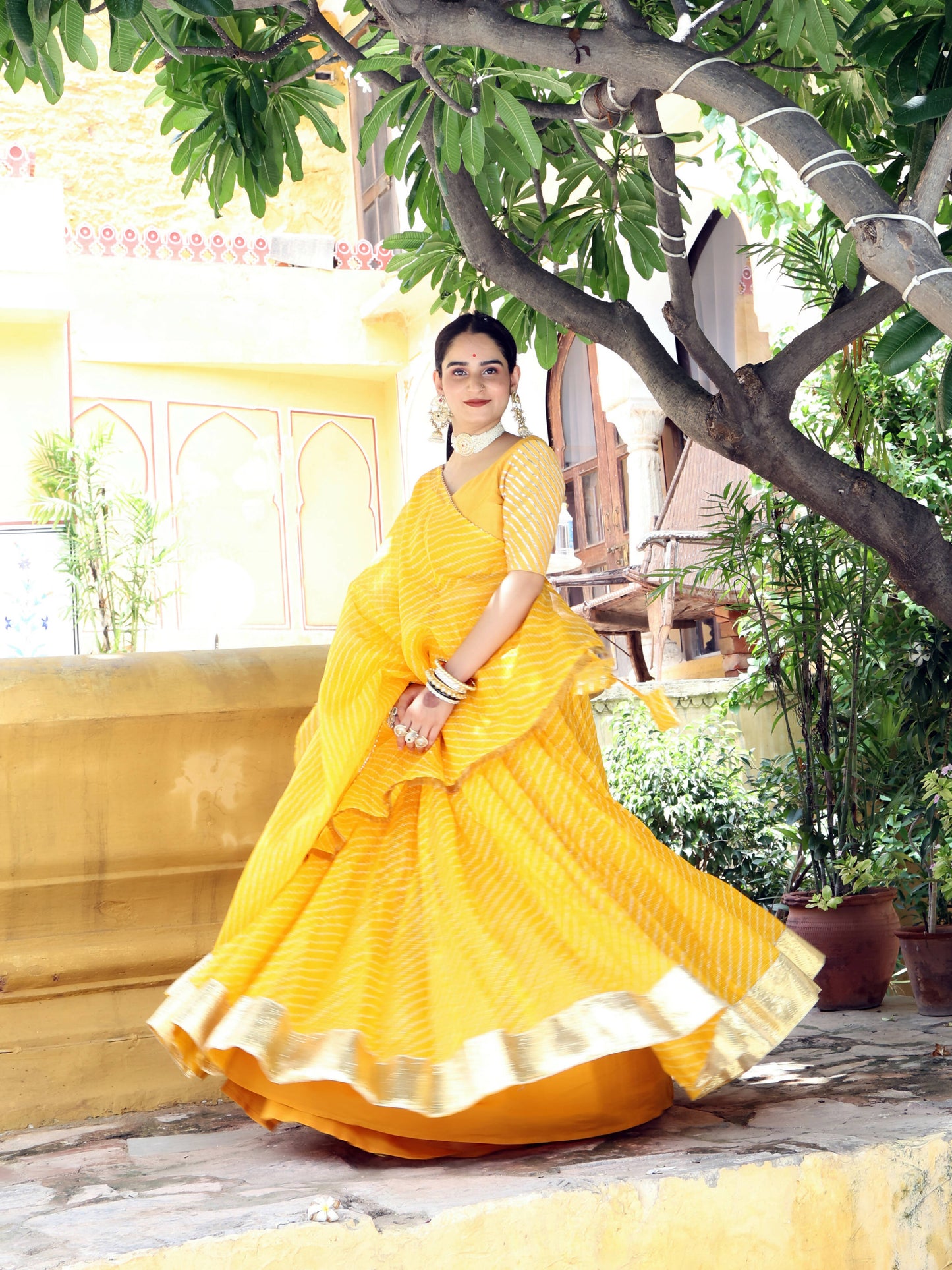 Mothda Yellow Lehenga