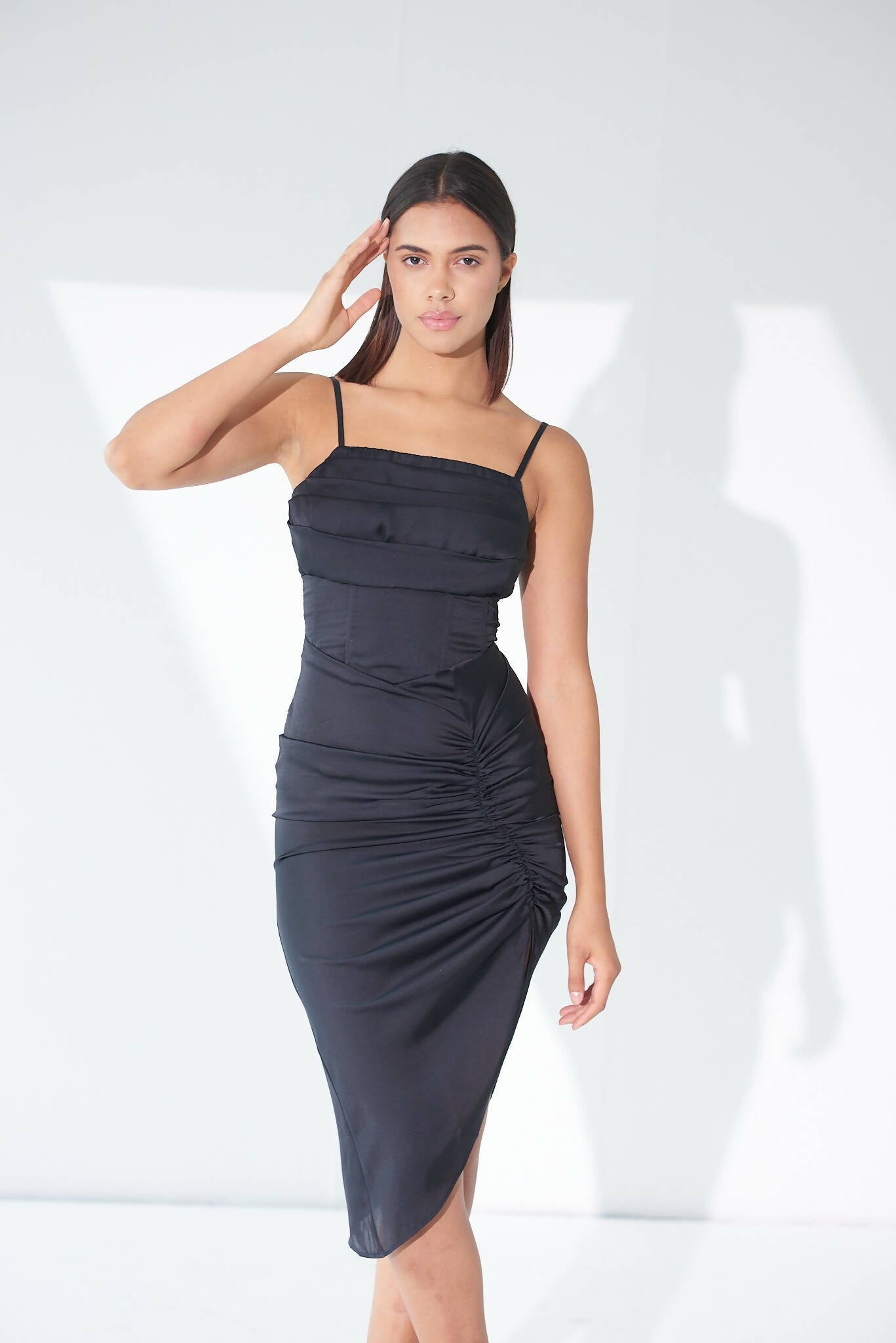 Unconditional Love - Black Satin Corset Dress