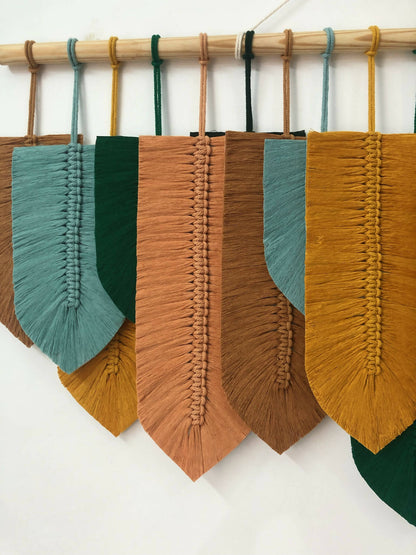 Grand Banana Feathers Macrame Wall Hanging - 5 ft