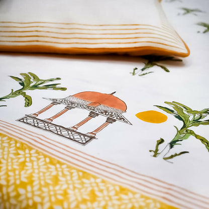 Evening In Jaipur All over Musa Double Bedsheet- Off White 90*108"