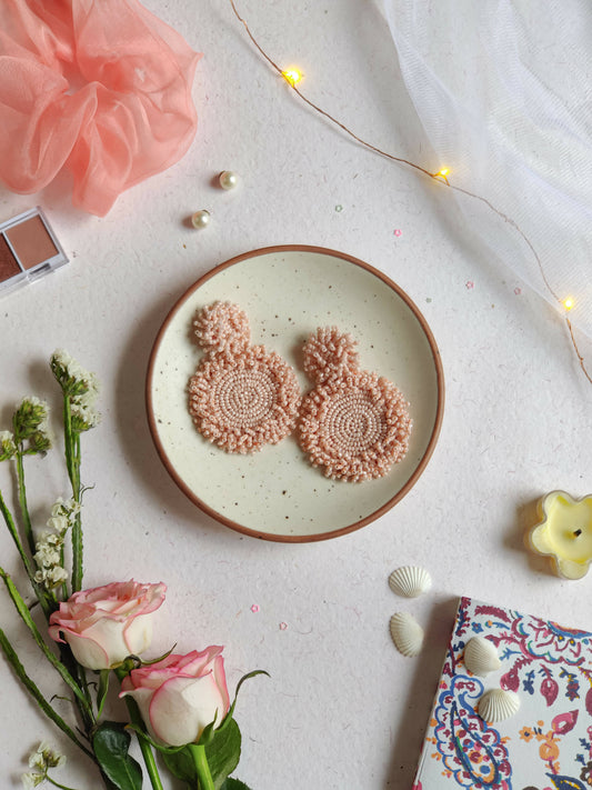 Circular Hand Embroidered Earrings