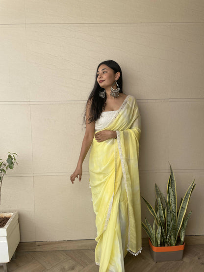 Shell Border Chiffon Saree