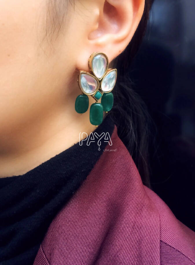 Stone and Kundan Dangler Earrings