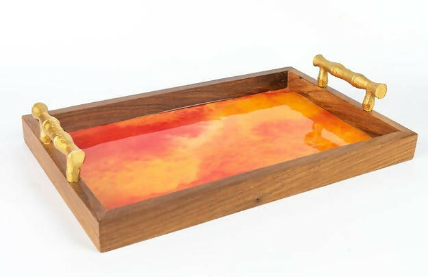 Wooden Tray - Water Colour Red