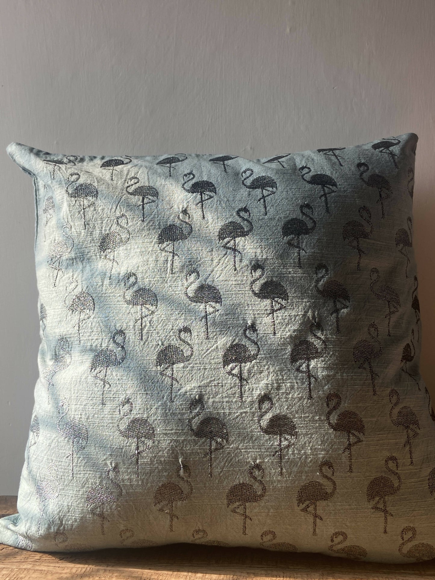 Cloudy Grey Flamingo Cushion Cover