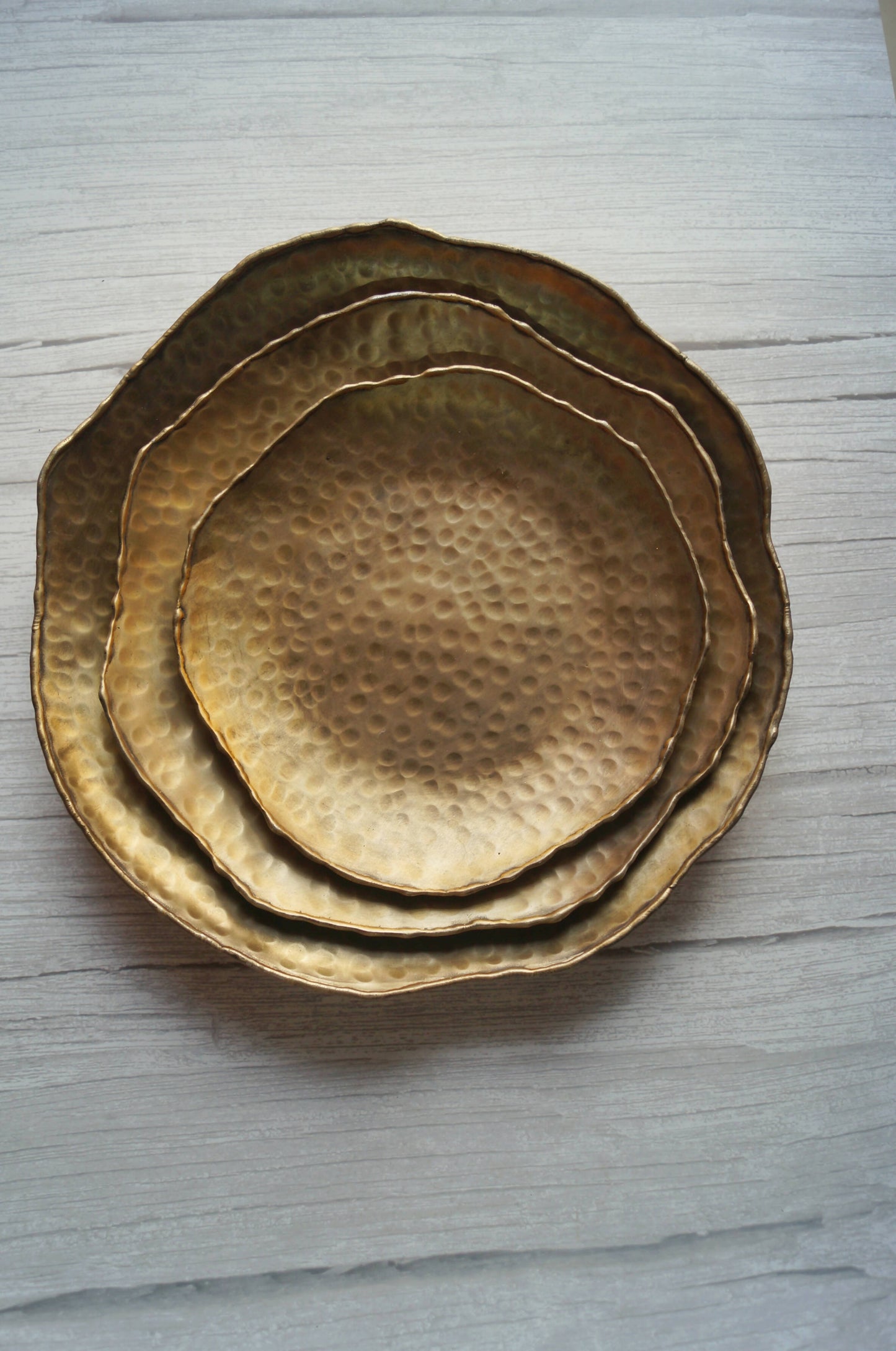 Antique Gold Nested Platters - Set of 3
