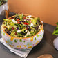 Salad Bowl + Server Set Wooden Confetti White