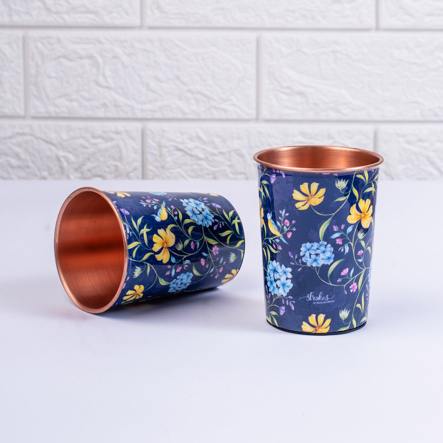 Vintage Blooms Copper Tumblers - Set of 2