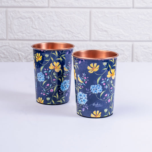 Vintage Blooms Copper Tumblers - Set of 2