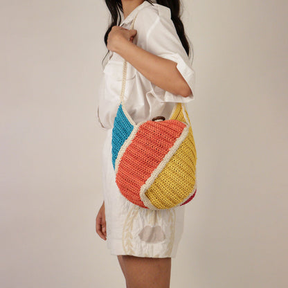Rainbow bucket crochet bag