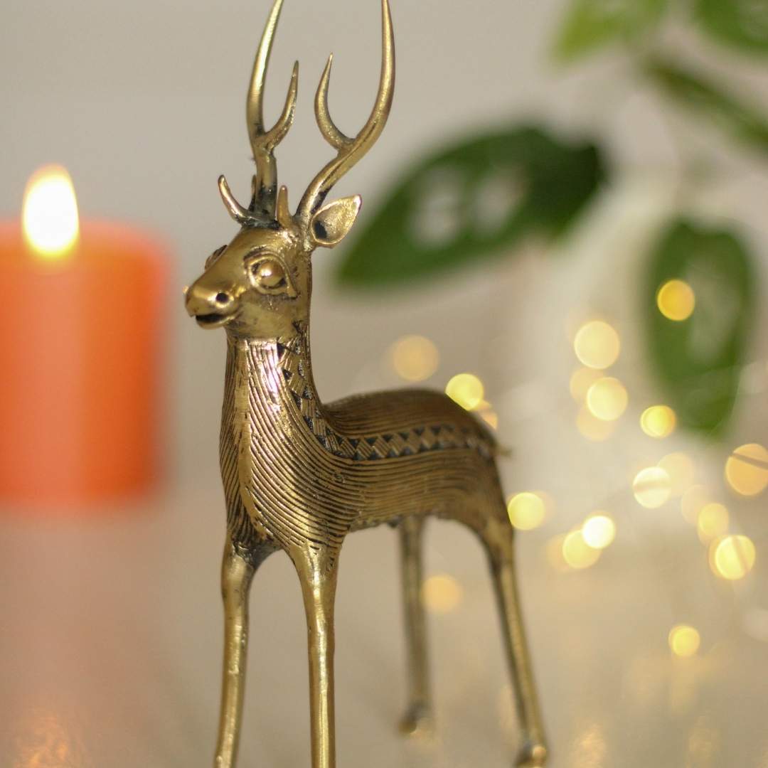 Atrangi Deer Pair - Standing & Sitting - Dhokra Table Decor