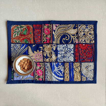 Dark Blue Patchwork Table Mats (Set Of 2)