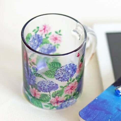 Hydrangea Glass Mug