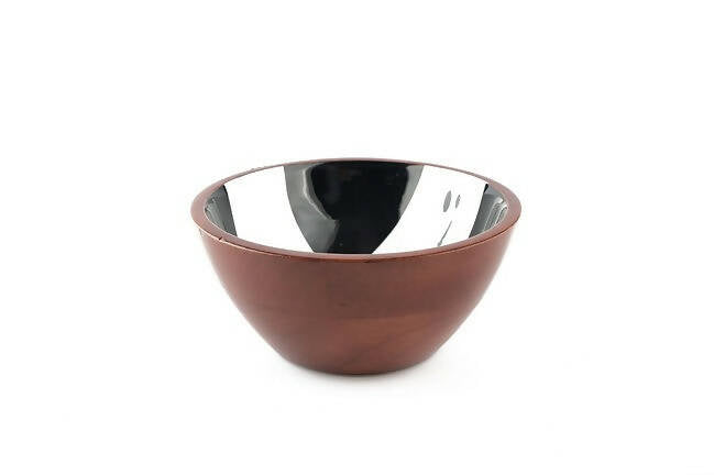 Serving Bowl Wooden White Brush